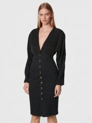 Pinko Sukienka jeansowa Ruggito 1J1123 A0CN Czarny Slim Fit. Czarne sukienki Pinko, bez wzorów, z bawełny, bez kołnierzyka, bez ramiączek. Za 829.99 zł.