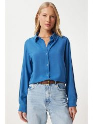 Happiness Istanbul Bluzka w kolorze niebieskim rozmiar: 36. Niebieskie bluzki Happiness Istanbul, bez wzorów, bez kołnierzyka, bez ramiączek. Za 60.99 zł.