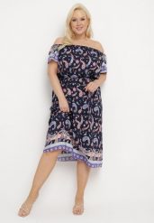 Granatowa Bawełniana Sukienka Pudełkowa o Kroju Hiszpanki we Wzór Paisley z Paskiem Materiałowym Lenica. Niebieskie sukienki Born2be, na lato, xl, bez wzorów, z bawełny, bez kołnierzyka, bez ramiączek, midi. Za 54.99 zł.