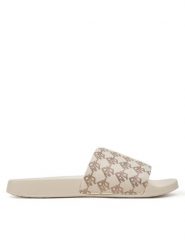 DKNY Klapki Zella K2533210 Beżowy. Brązowe klapki DKNY, bez wzorów, z materiału, bez obcasa. Za 139.99 zł.