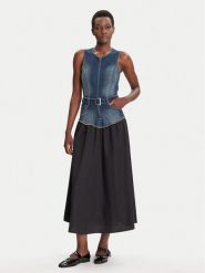Desigual Sukienka jeansowa Poplin 25WWVD03 Granatowy Regular Fit. Niebieskie sukienki Desigual, xs, bez wzorów, z bawełny, bez kołnierzyka, bez ramiączek. Za 749.99 zł.
