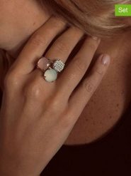 Les Petites Précieuses Pozłacane pierścionki (3 szt.) z kamieniami szlachetnymi rozmiar: 60. Szare pierścionki Les Petites Précieuses, z cyrkonią, pozłacane. Za 478.62 zł.