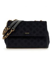 Guess Torebka w kolorze czarnym - 27 x 18,5 x 10 cm rozmiar: onesize. Czarne torby na ramię Guess, z aplikacjami, z materiału, na ramię, bez dodatków. Za 369.82 zł.