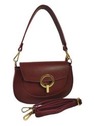 ORE10 Skórzana torebka "Stross" w kolorze ciemnoczerwonym - 24 x 16 x 5 cm rozmiar: onesize. Czerwone torby na ramię ORE10, bez wzorów, z materiału, przez ramię, bez dodatków. Za 217.99 zł.