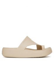 Crocs Japonki Getaway Platform Toe Loop 210834 Beżowy. Brązowe klapki Crocs, bez wzorów, z tworzywa sztucznego, bez obcasa. Za 169.99 zł.