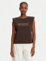 Patrizia Pepe T-Shirt 2M4423/J274-B825 Brązowy Regular Fit. Brązowe t-shirty Patrizia Pepe, m, bez wzorów, z bawełny, bez kołnierzyka, bez ramiączek. Za 451.40 zł.