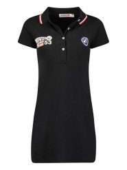 Geographical Norway Sukienka polo "Karetta" w kolorze czarnym rozmiar: L. Czarne sukienki Geographical Norway, na co dzień, l, bez wzorów, z bawełny, bez kołnierzyka, bez ramiączek, mini, proste. Za 61.46 zł.