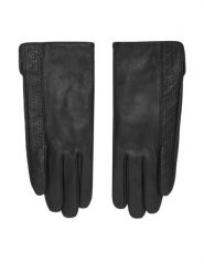 Calvin Klein Rękawiczki Damskie LV04F9008G Czarny. Czarne rękawiczki Calvin Klein, bez wzorów, ze skóry. Za 389.99 zł.