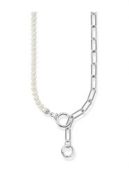 Thomas Sabo Srebrny naszyjnik z perłami - dł. 47 cm rozmiar: onesize. Szare naszyjniki Thomas Sabo, z cyrkonią, srebrne. Za 1,049.95 zł.