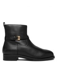 Tommy Hilfiger Botki Th Buckle Riding Leather Bootie FW0FW08781 Czarny. Czarne botki TOMMY HILFIGER, bez wzorów, ze skóry, bez obcasa, na płaskiej podeszwie, bez zapięcia. Za 589.99 zł.