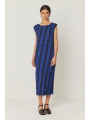 SKFK Sukienka "Idurre" w kolorze niebiesko-czarnym rozmiar: 40. Niebieskie sukienki SKFK, bez wzorów, bez kołnierzyka, bez ramiączek, maxi. Za 304.99 zł.