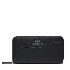 Duży Portfel Damski Armani Exchange. Czarne portfele Armani Exchange, bez wzorów. Za 429.99 zł.