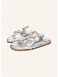 MELVIN & HAMILTON Skórzane klapki "Eve 1" w kolorze srebrnym rozmiar: 35. Szare klapki Melvin & Hamilton, bez wzorów, z otwartym noskiem, bez obcasa. Za 274.10 zł.