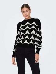 JDY Sweter w kolorze czarno-kremowym rozmiar: XL. Brązowe swetry JDY, xl, bez wzorów, ze splotem, bez ramiączek. Za 101.23 zł.