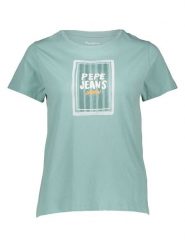 Pepe Jeans Koszulka w kolorze turkusowym rozmiar: XS. Niebieskie bluzki Pepe Jeans, xs, bez wzorów, z bawełny, bez kołnierzyka, bez ramiączek. Za 61.60 zł.