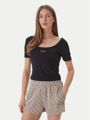 Guess T-Shirt V6GP04 K2969 Czarny Slim Fit. Czarne t-shirty Guess, m, z aplikacjami, z lyocellu, bez kołnierzyka, bez ramiączek. Za 209.99 zł.