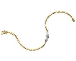Bransoletka z żółtego złota z brylantami - 18 cm - 0,11 ct - próba 585. Żółte bransoletki Apart, z brylantem, złote. Za 7,190.00 zł.