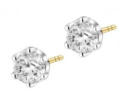 Kolczyki z żółtego i białego złota z brylantami laboratoryjnymi - 0,50 ct - próba 585. Białe kolczyki Apart, z brylantem, złote. Za 2,090.00 zł.