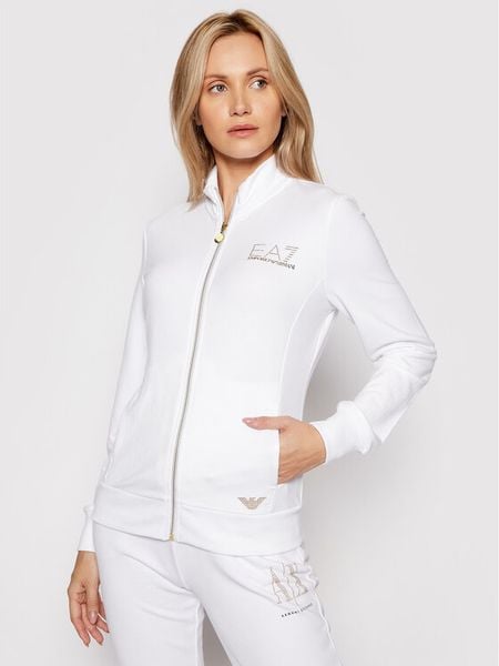EA7 Emporio Armani Bluza 8NTM43 TJ9RZ 1100 Biały Regular Fit. Białe bluzy EA7 Emporio Armani, xs, bez wzorów, z syntetyku, bez kaptura. Za 459.99 zł.