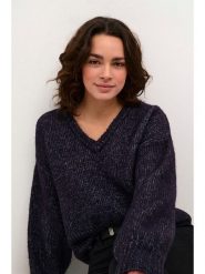Kaffe Sweter w kolorze granatowym rozmiar: XL. Niebieskie swetry Kaffe, xl, bez wzorów, ze splotem, bez ramiączek. Za 101.23 zł.