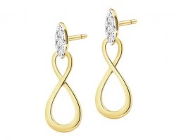 Kolczyki z żółtego złota z brylantami - nieskończoności - 0,07 ct - próba 585. Żółte kolczyki Apart, z brylantem, złote. Za 2,159.00 zł.