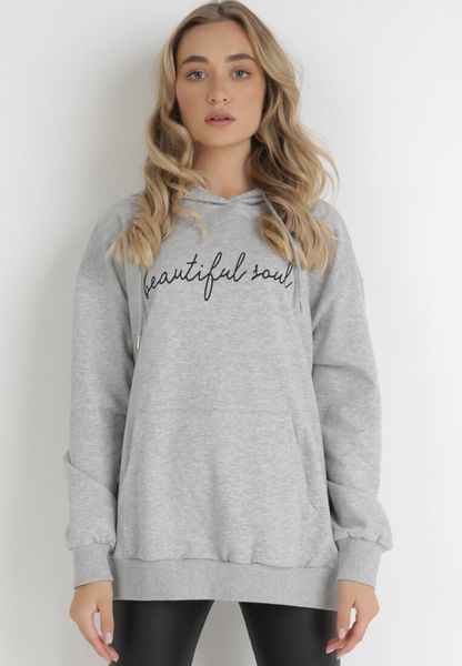 Jasnoszara Bluza Acalelirea. Szare bluzy Born2be, l, bez wzorów, bez kaptura. Za 44.99 zł.