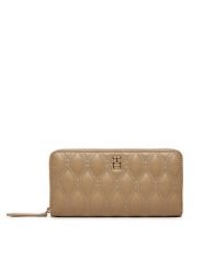 Tommy Hilfiger Duży Portfel Damski AW0AW16578 Beżowy. Brązowe portfele TOMMY HILFIGER, bez wzorów, ze skóry. Za 169.99 zł.