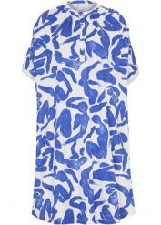 Sukienka z dżerseju. Niebieskie sukienki bonprix, bez wzorów, z dżerseju, bez kołnierzyka, bez ramiączek. Za 129.99 zł.