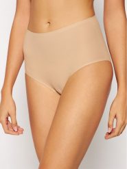 Chantelle Figi klasyczne z wysokim stanem Soft Stretch C26470 Beżowy. Brązowe figi Chantelle, bez wzorów, z syntetyku. Za 49.99 zł.