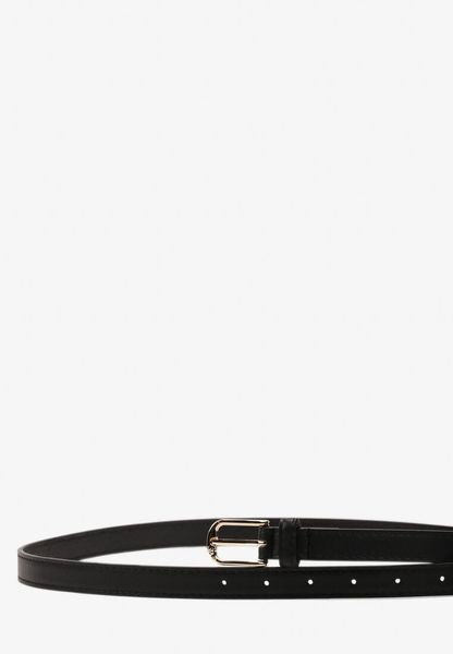 Czarny Pasek z Imitacji Skóry z Półokrągłą Sprzączką Vitalema. Czarne paski Born2be, bez wzorów, ze skóry, biznesowe. Za 19.99 zł.