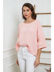 Fleur de Lin Lniana bluzka "Georginia" w kolorze jasnoróżowym rozmiar: XL. Różowe bluzki Fleur de Lin, xl, bez wzorów, ze lnu, bez kołnierzyka, bez ramiączek. Za 110.04 zł.
