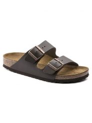 Birkenstock Skórzane klapki "Arizona" w kolorze ciemnobrązowym rozmiar: 46. Brązowe klapki Birkenstock, bez wzorów, bez obcasa. Za 421.95 zł.