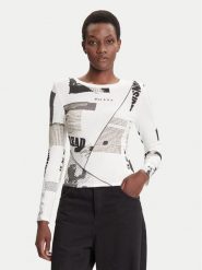 Desigual Bluzka Newspaper 25WWTK25 Biały Regular Fit. Białe bluzki Desigual, l, bez wzorów, z wiskozy, bez kołnierzyka, bez ramiączek. Za 279.99 zł.