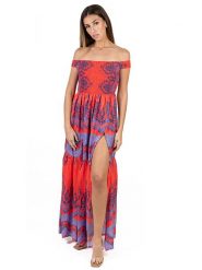 Isla Bonita by SIGRIS Sukienka w kolorze koralowym rozmiar: XL. Czerwone sukienki Isla Bonita by SIGRIS, na co dzień, xl, bez wzorów, bez kołnierzyka, bez ramiączek, maxi, proste. Za 123.82 zł.