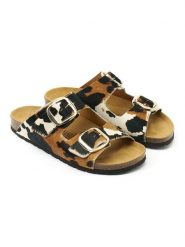 Mandel Skórzane klapki "Alberto" w kolorze biało-jasnobrązowym rozmiar: 38. Białe klapki Mandel, bez wzorów, z otwartym noskiem, bez obcasa. Za 173.99 zł.