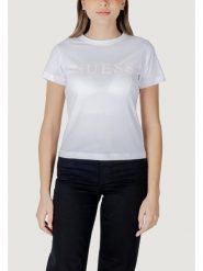 Guess T-Shirt V5GI15 J1314 Biały Slim Fit. Białe t-shirty Guess, m, z aplikacjami, z bawełny, bez kołnierzyka, bez ramiączek. Za 79.99 zł.