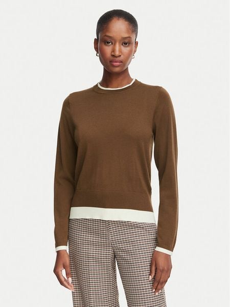 Marella Sweter Emme by Marella Prugna 2625366181 Brązowy Regular Fit. Brązowe swetry Marella, s, bez wzorów, z wełny, bez ramiączek. Za 554.99 zł.