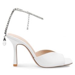 Sandały Eva Minge. Białe sandały Eva Minge, bez wzorów, bez obcasa, na szpilce, bez zapięcia. Za 399.99 zł.