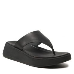 Japonki FitFlop. Czarne klapki FitFlop, bez wzorów, bez obcasa. Za 319.99 zł.