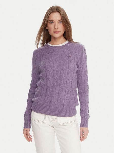 Tommy Hilfiger Sweter WW0WW43586 Fioletowy Regular Fit. Fioletowe swetry TOMMY HILFIGER, s, bez wzorów, z wełny, bez ramiączek. Za 649.99 zł.