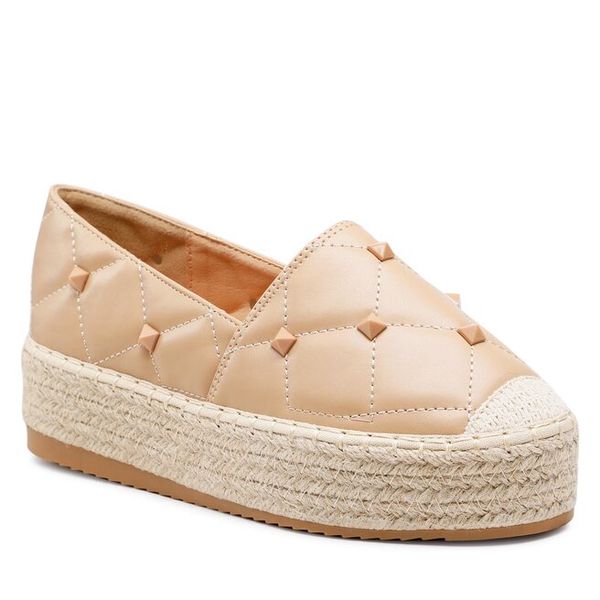 Espadryle DeeZee. Brązowe espadryle DeeZee, bez wzorów, bez obcasa, bez zapięcia. Za 59.99 zł.