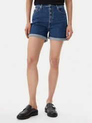 Calvin Klein Jeans Szorty jeansowe J20J225512 Granatowy Mom Fit. Niebieskie szorty Calvin Klein Jeans, bez wzorów, z bawełny. Za 189.99 zł.