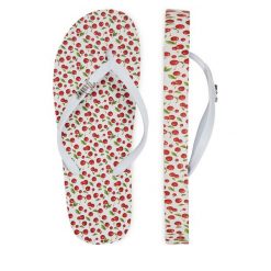 Japonki Juicy Couture. Białe klapki Juicy Couture, bez wzorów, bez obcasa. Za 79.99 zł.