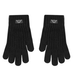 Rękawiczki Kappa. Czarne rękawiczki Kappa, bez wzorów, z dzianiny. Za 39.99 zł.