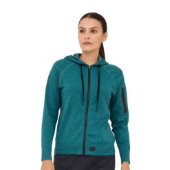 Bluza damska wełniana z kapturem Brubeck OUTDOOR MERINO. Zielone bluzy Brubeck, xl, bez wzorów, z elastanu, z kapturem. Za 399.00 zł.