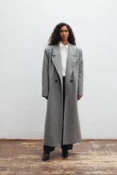 Wełniany trencz w kolorze DARK GREY - TESORO-S. Szare płaszcze Marsala, m, bez wzorów, z jeansu, bez kaptura. Za 1,399.90 zł.