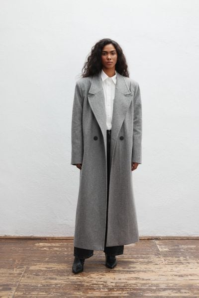 Wełniany trencz w kolorze DARK GREY - TESORO-S. Szare płaszcze Marsala, m, bez wzorów, z jeansu, bez kaptura. Za 1,399.90 zł.