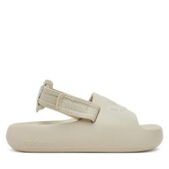 Sandały adidas. Brązowe sandały Adidas, bez wzorów, bez obcasa, na płaskiej podeszwie, bez zapięcia. Za 209.99 zł.