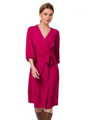 Stylove Sukienka w kolorze różowym rozmiar: M. Różowe sukienki Stylove, m, bez wzorów, z tkaniny, bez kołnierzyka, bez ramiączek, midi, kopertowe. Za 297.45 zł.
