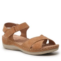 Sandały Clara Barson. Brązowe sandały Clara Barson, bez wzorów, bez obcasa, na płaskiej podeszwie, bez zapięcia. Za 99.99 zł.